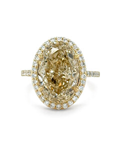 9 ct. tw. Oval Fancy Yellow Hallow Engagement Ring in 14K Yellow Gold