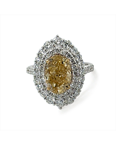 5 1/4 ct. tw. Oval Fancy Yellow Hallow Engagemen Ring in 14K White and Yellow Gold