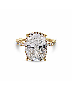 LGDJOR7823LC570GY8 6 ct. tw. Elongated Cushion Cut Lab Grown Diamond Halo Engagement Ring in 14kt Yellow Gold