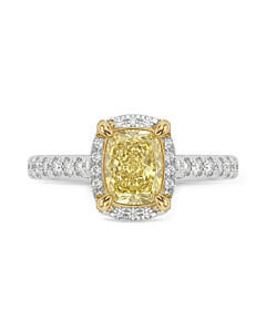 2 ct. tw. Fancy Yellow Hallow Engagement Ring in 14K White and Yellow Gold