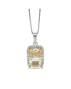 6 ct. tw. Radiant Fancy Yellow Halo Pendant in 14k White and Yellow Gold