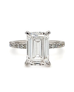 5 3/5 ct. tw. Emerald Side Stone Engagement Ring 14K White Gold