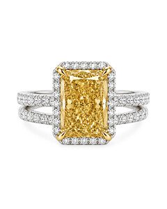 6 3/4 ct. tw. Radiant Fancy Yellow Bridal Set in 14K White and Yellow Gold