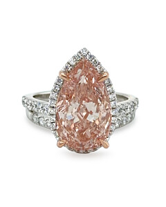 6 3/4 ct. tw. Pear Fancy Pink Bridal Set in 14K White and Rose Gold