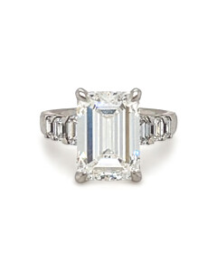 7 4/5 ct. tw. Emerald Side Stone Engagement Ring Platinum