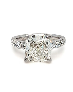 5 1/2 ct. tw. Cushion Side Stone Engagement Ring 14K White Gold