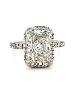 5 1/4 ct. tw. Radiant Halo Side Stone Engagement Ring Platinum