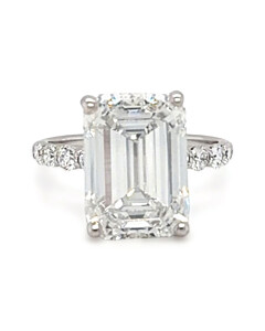 8 1/2 ct. tw. Emerald Side Stone Engagement Ring 14K White Gold