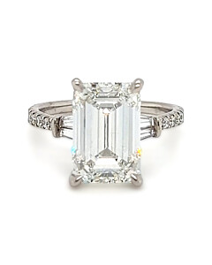 6 3/5 ct. tw. Emerald Side Stone Engagement Ring Platinum