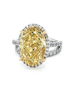 8 3/4 ct. tw. Oval Fancy Yellow Bridal Set in 14K White and Yellow Gold