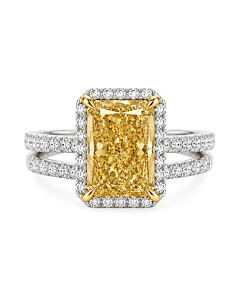 7 ct. tw. Radiant Fancy Yellow Bridal Set in 14K White and Yellow Gold