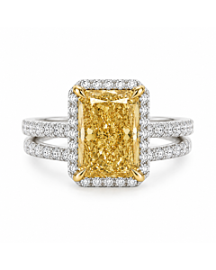 7 1/2 ct. tw. Radiant Fancy Yellow Bridal Set in 14K White and Yellow Gold