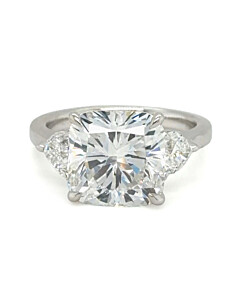 5 2/3 ct. tw. Cushion Three Stone Engagement Ring 18K White Gold