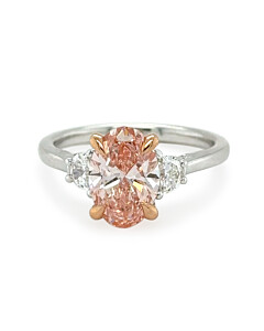 2 3/5 ct. tw. Oval fancy Pink Hidden Halo Ring in 14K White and Rose Gold