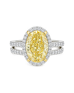6 ct. tw. Oval Fancy Yellow Bridal Set in 14K White and Yellow Gold