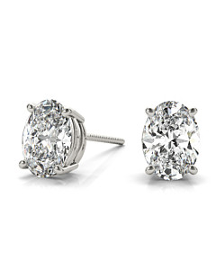 Oval Shape Diamond Stud Earrings