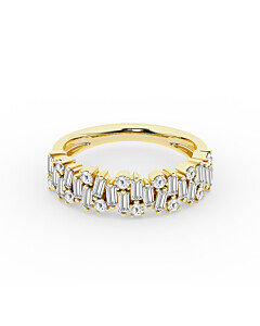 4/5 ct. tw. Baguette and Round Band 14k Yellow Gold