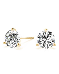 Certified Round 3-Prong Studs in 18K Gold
