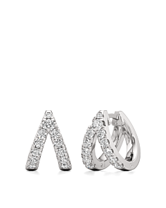 Round Diamond Double Hoop Earrings