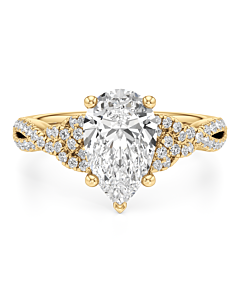 14k yellow gold Ravina Ring with a pear center diamond