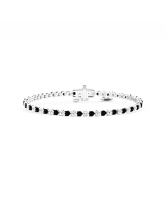 LGDUDBR03990DW4BK Alternating Black & White Lab Grown Diamond 3 ct. tw. Three-Prong Tennis Bracelet in Sterling Silver