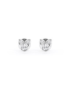 Choupette Cat Lab Grown Diamond Stud Earrings in Sterling Silver