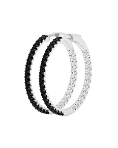 Black & White Lab Grown Diamond Inside-Out Hoop Earrings in Sterling Silver