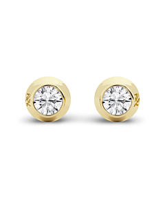 LGDUDE05775R200DY6 2 ct. Round Bezel Set Earring in Silver Yellow