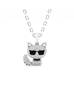 Pav&eacute; Choupette Cat Pendant Necklace in Sterling Silver