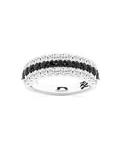 2 ct. tw. Triple-Row Black & White Lab Grown Diamond Ring in Sterling Silver