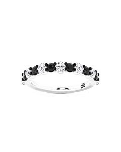 Alternating Black and White Diamond Band with Black Enamel tipped prongs.